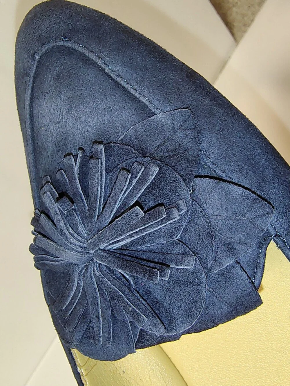 Talbots Women's Francesca Flower Suede Driving Moccasins Slip-On Flats Navy 5.5